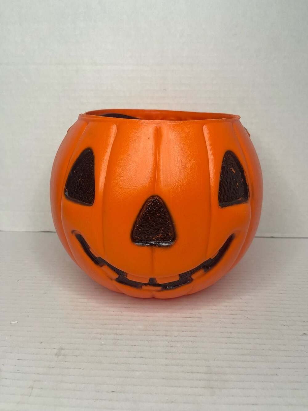 Vintage AJ Renzi Halloween Plastic Pumpkin Trick or Treat Pail
